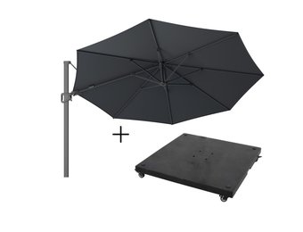 Milano zweefparasol | Ø350cm rond met parasolvoet 90kg | antraciet