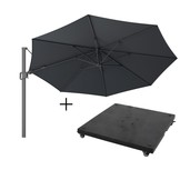 Milano zweefparasol | Ø350cm rond met parasolvoet 90kg | antraciet