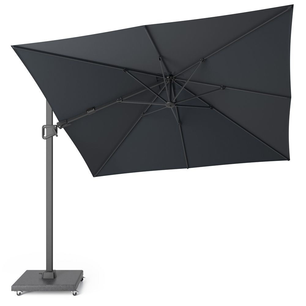 Milano zweefparasol 300x300cm antraciet + parasolvoet granietplaat 90kg
