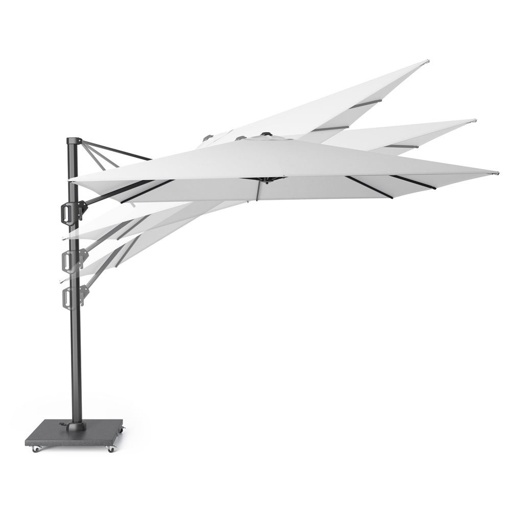 Challenger T² zweefparasol 300x300cm wit + Premium Modena parasolvoet 90kg