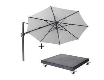 Challenger T² zweefparasol | Ø350cm rond met Modena parasolvoet 90kg | wit