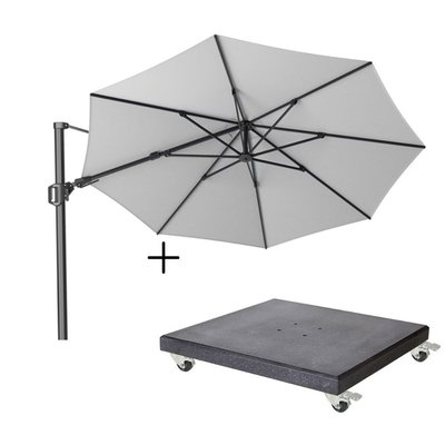 Challenger T² zweefparasol | Ø350cm rond met Modena parasolvoet 90kg | wit
