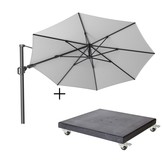 Challenger T² zweefparasol | Ø350cm rond met Modena parasolvoet 90kg | wit