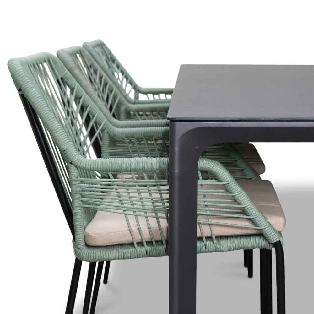 Carcassonne/Seville mint dining tuinset 7-delig | stapelbaar | 200cm
