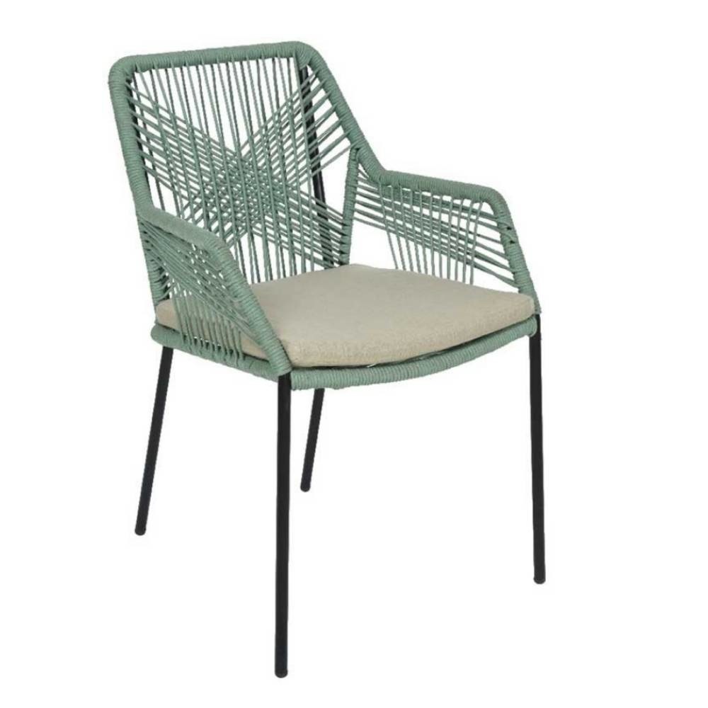 Seville dining tuinstoel stapelbaar | touw + staal | mint afbeelding