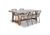 Veltis/Seville zand dining tuinset | 4 personen | betonlook + touw | 200cm