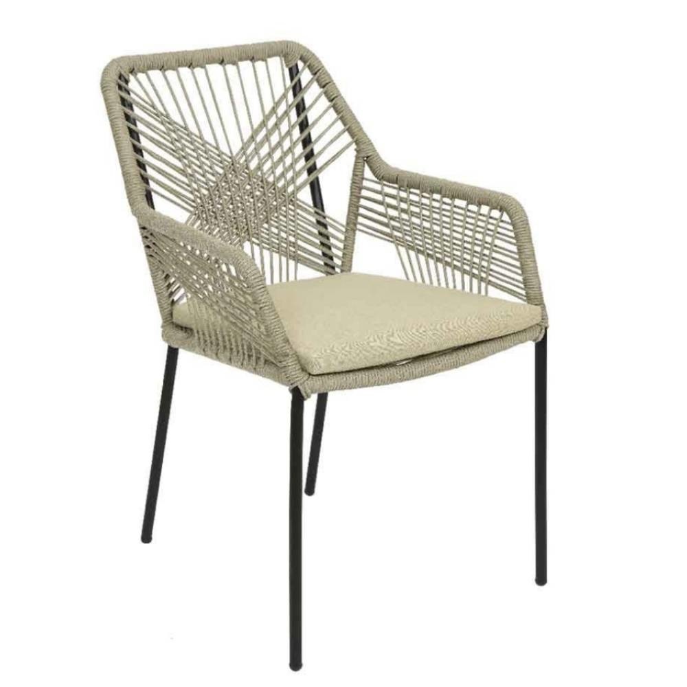 Veltis/Seville zand dining tuinset | 4 personen | betonlook + touw | 200cm