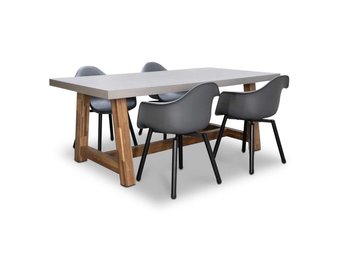 Veltis/Montreux dining tuinset | 4 personen | betonlook + kunststof | 200cm