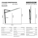 Sun Wave balkon stokparasol 270x150cm | grijs