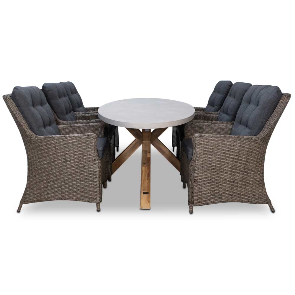 Livorno/Elip Blended Brown dining tuinset 7-delig | betonlook | 240cm