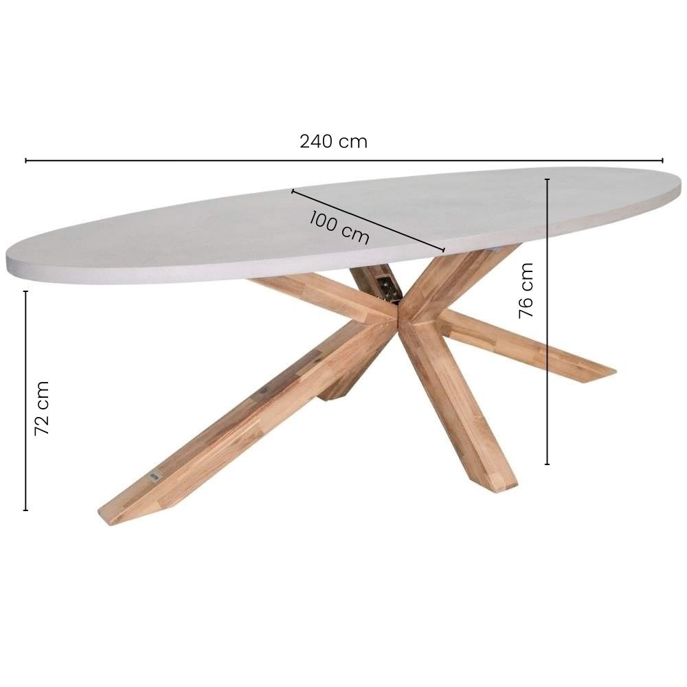 Livorno/Elip Blended Brown dining tuinset 7-delig | betonlook | 240cm
