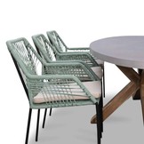 Livorno/Seville mint dining tuinset | 6 personen | betonlook + touw | 240cm
