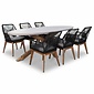 BUITEN living Livorno/Seville hout zwart dining tuinset | 6 personen | betonlook + touw | 240cm