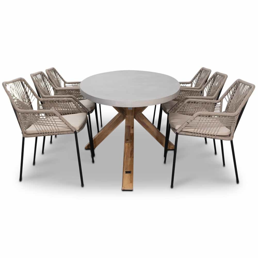 Livorno/Seville zand betonlook dining tuinset 7-delig | 240cm