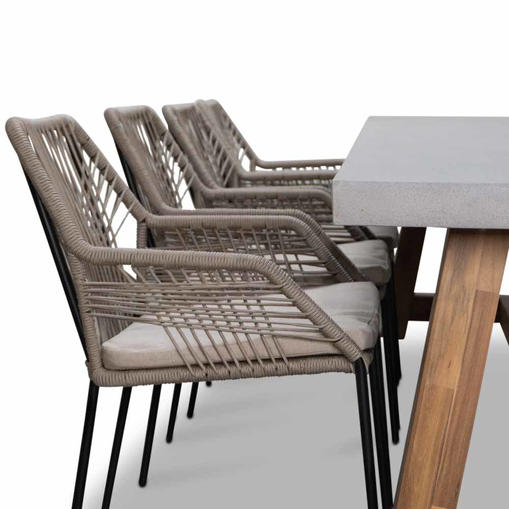 Veltis/Seville zand dining tuinset 9-delig | betonlook | 300cm