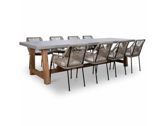 Veltis/Seville zand dining tuinset | 8 personen | betonlook | 300cm
