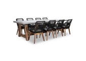 Veltis/Seville zwart hout dining tuinset | 8 personen | betonlook | 300cm