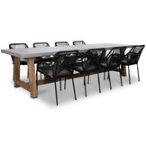 Veltis/Seville zwart dining tuinset | 8 personen | betonlook | 300cm