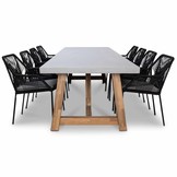 Veltis/Seville zwart dining tuinset | 8 personen | betonlook | 300cm