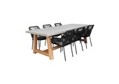 Veltis/Seville zwart dining tuinset | 6 personen | betonlook | 250cm