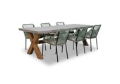 Norwich/Seville mint dining tuinset | 6 personen | betonlook + touw | 250cm