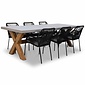 BUITEN living Norwich/Seville zwart dining tuinset | 6 personen | betonlook + touw | 250cm