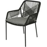 Norwich/Seville zwart dining tuinset | 6 personen | betonlook + touw | 250cm