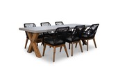 Norwich/Seville hout dining tuinset | 6 personen | betonlook + touw | 250cm