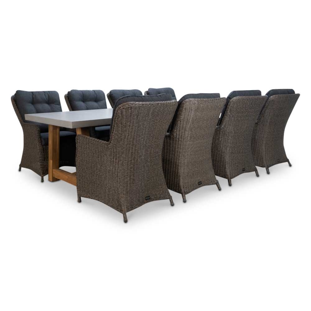 Veltis/Elip dining tuinset 9-delig | betonlook | 300cm