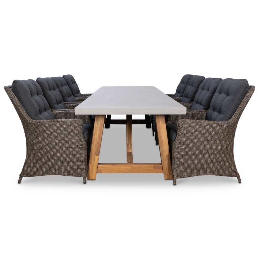 Veltis/Elip dining tuinset 9-delig | betonlook | 300cm