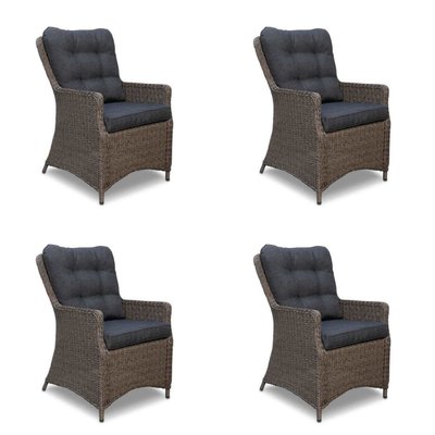 Elip dining tuinstoel set van 4 | wicker + aluminium | Blended Brown