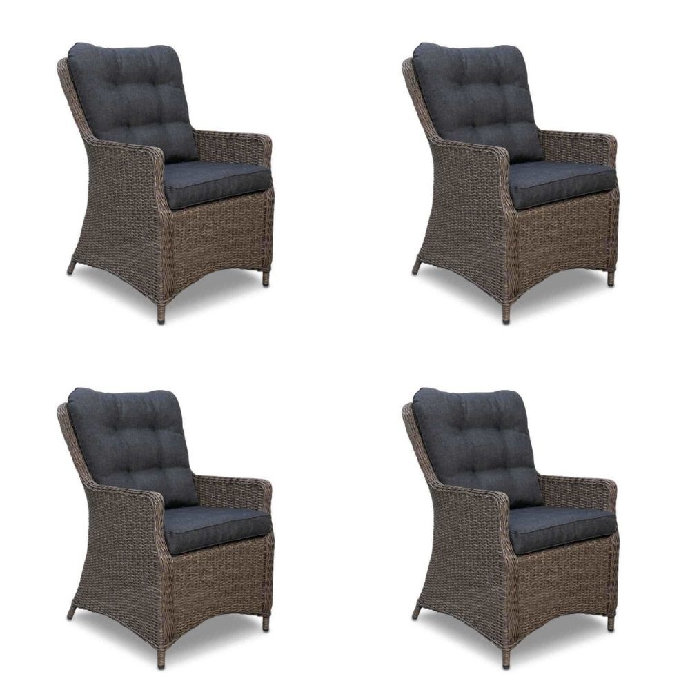 Elip dining tuinstoel set van 4 | wicker + aluminium | Blended Brown