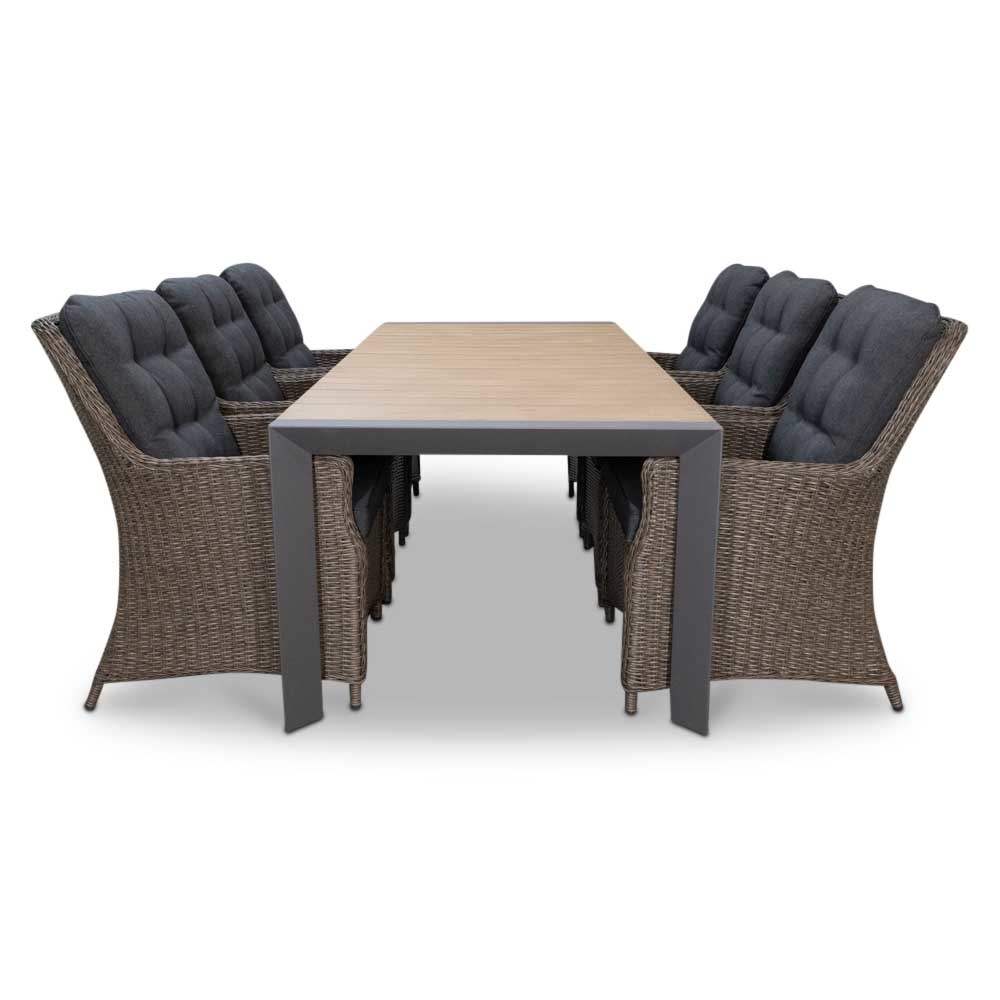 Cortona/Elip Blended Brown dining tuinset 7-delig | 220cm