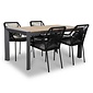 LUX outdoor living Cortona/Seville zwart dining tuinset | 4 personen | polywood | 160cm