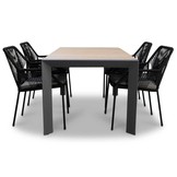 Cortona/Seville zwart dining tuinset | 4 personen | polywood | 160cm