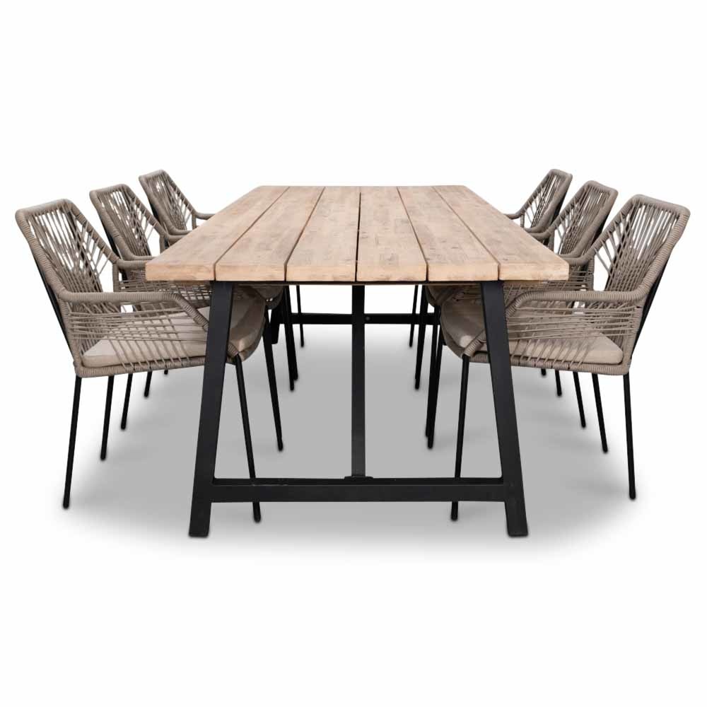 Xavier/Seville zand dining tuinset 7-delig | stapelbaar | 220cm