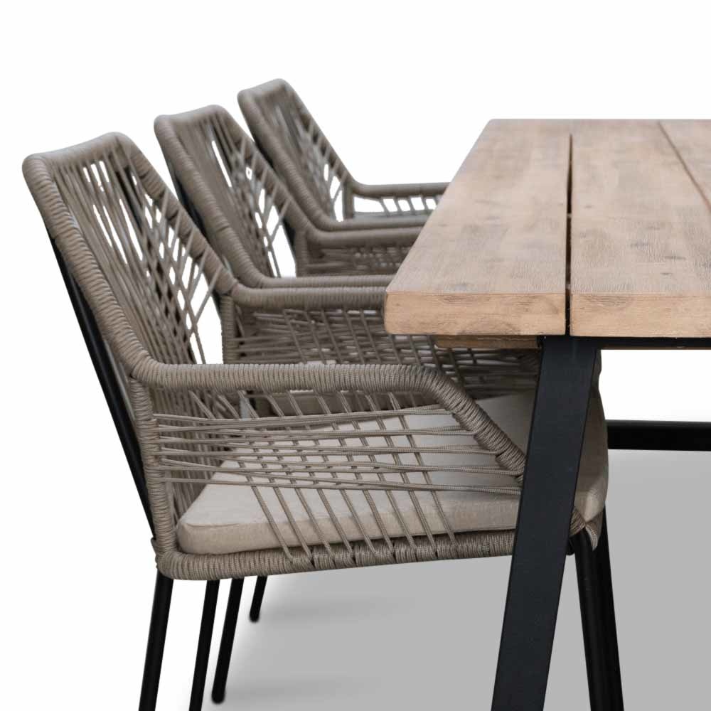 Xavier/Seville zand dining tuinset 7-delig | stapelbaar | 220cm
