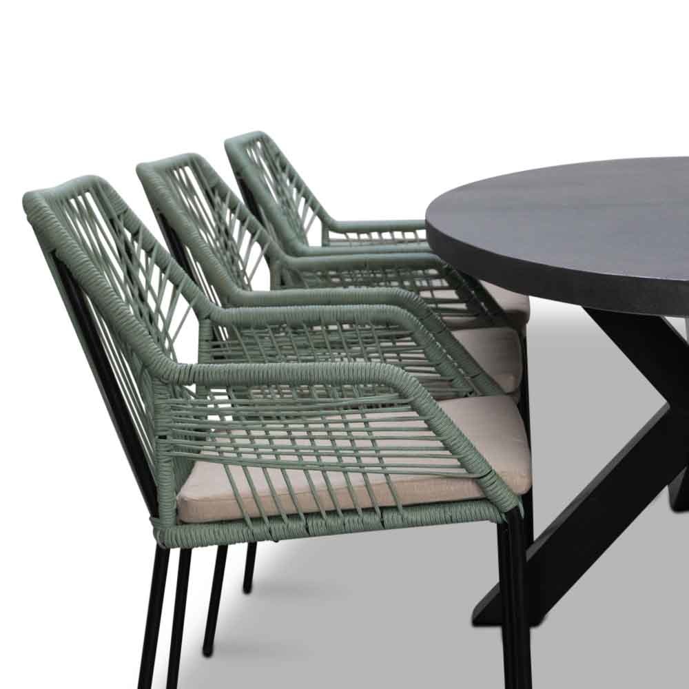 Stockholm/Seville mint dining tuinset 7-delig | betonlook | 240cm