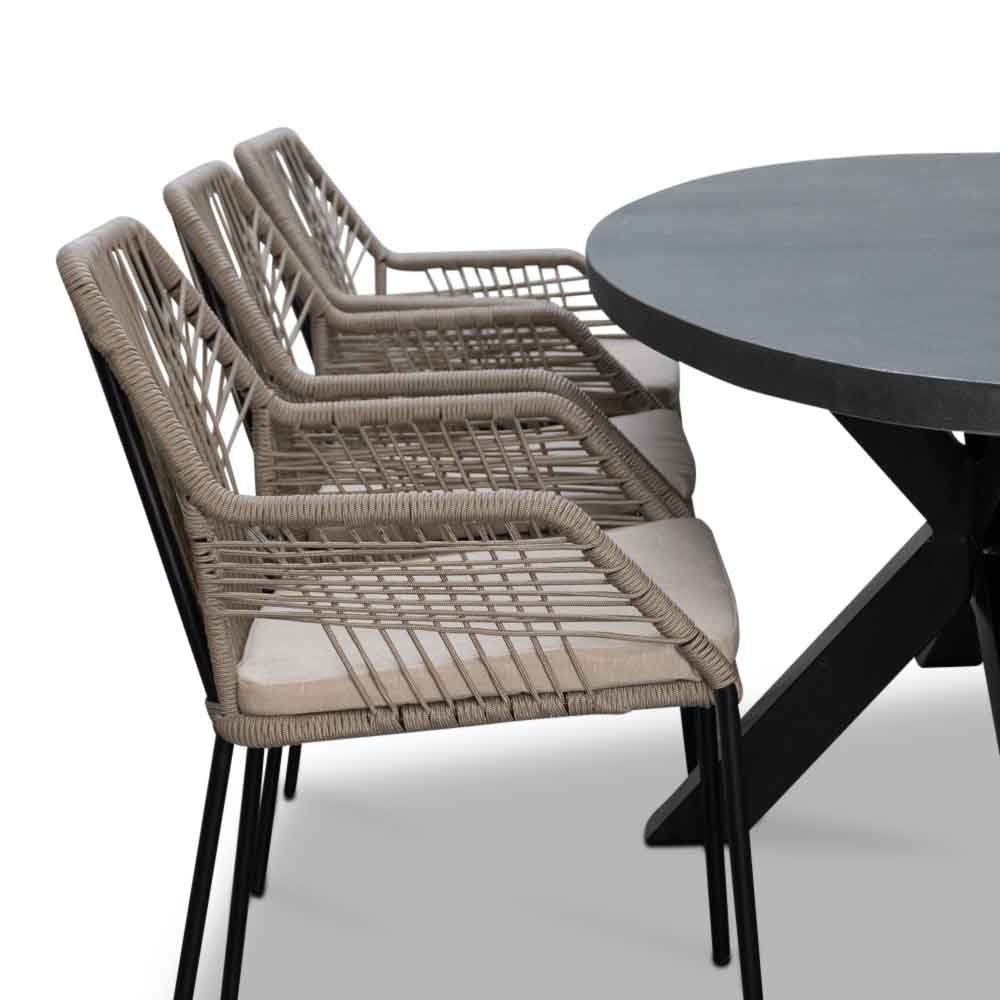 Stockholm/Seville zand dining tuinset 7-delig | betonlook | 240cm