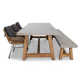 Veltis/Carlos antraciet stoel-bank dining tuinset | 6 personen | betonlook + wicker | 250cm