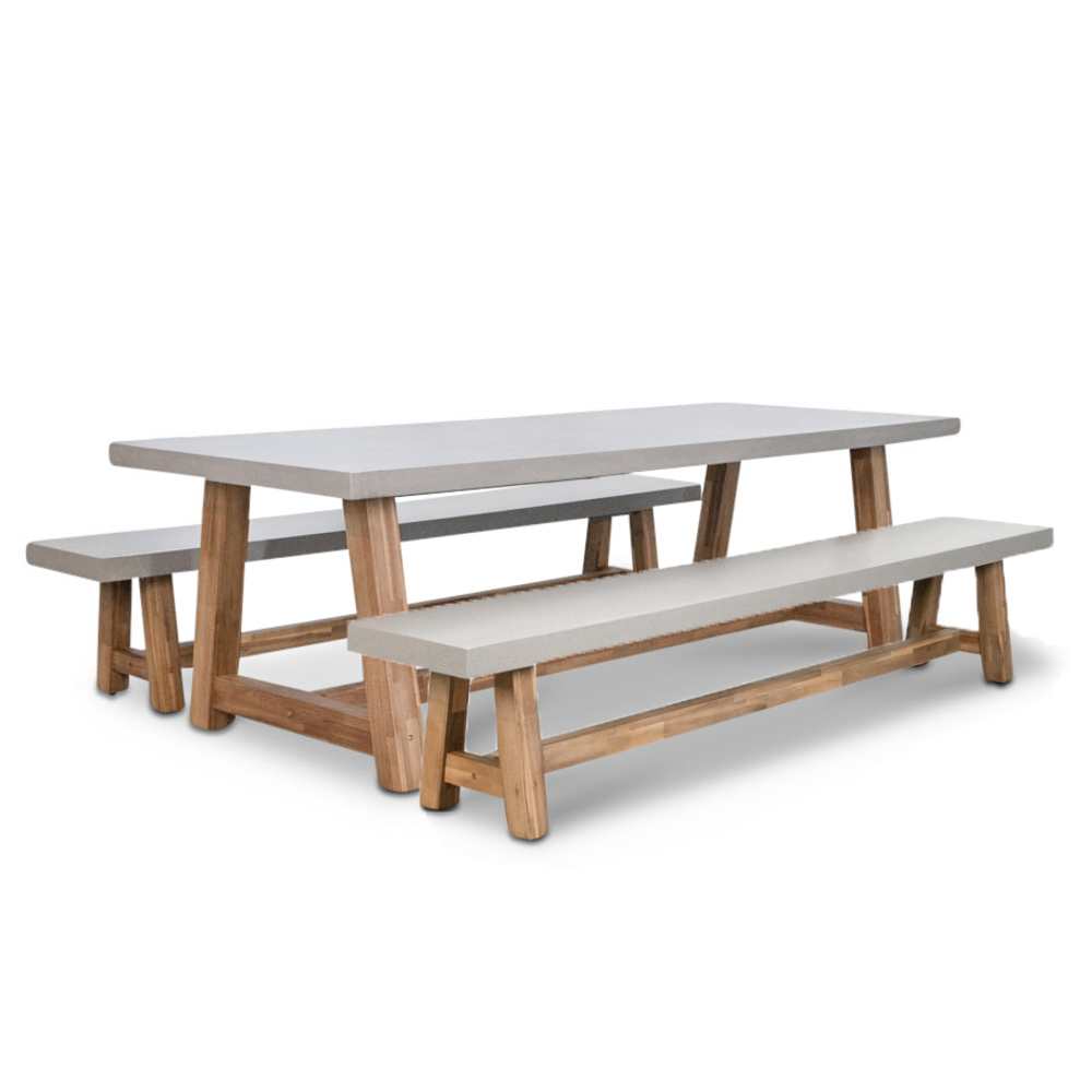 Veltis picknick dining tuinset | 6 personen | betonlook | 250cm