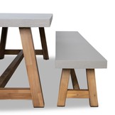 Veltis/Karlstad zwart stoel-bank dining tuinset | 6 personen | betonlook + kunststof | 250cm