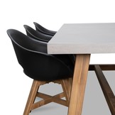 Veltis/Karlstad zwart stoel-bank dining tuinset | 6 personen | betonlook + kunststof | 250cm