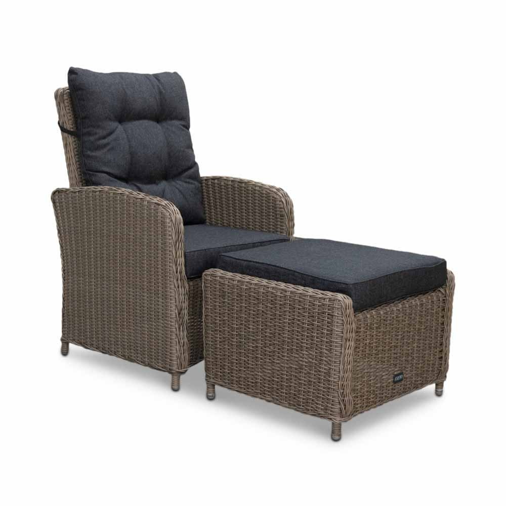 Nola lounge/dining tuinstoel incl. voetenbank | wicker | verstelbaar | New Kobo