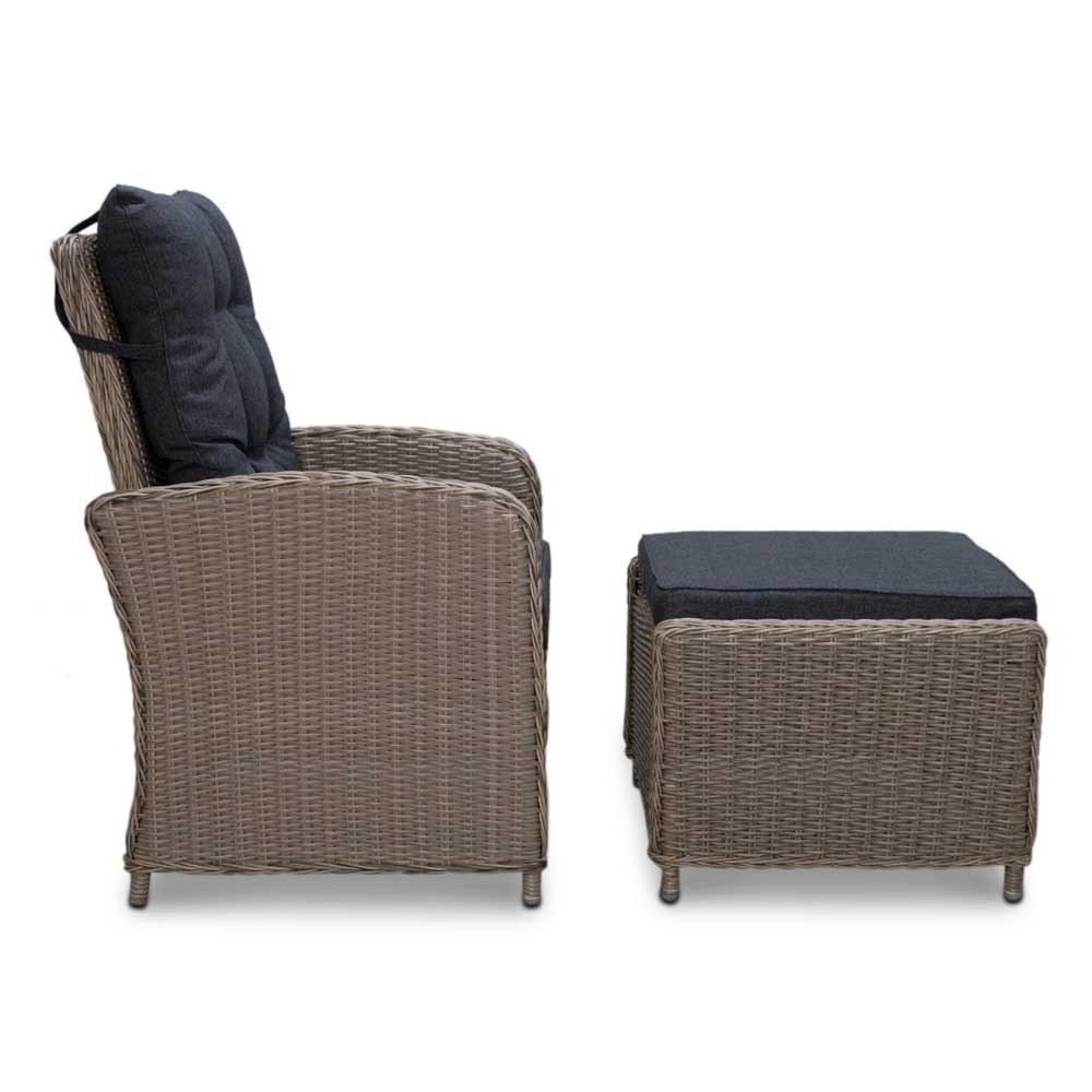 Nola lounge/dining tuinstoel incl. voetenbank | wicker | verstelbaar | New Kobo