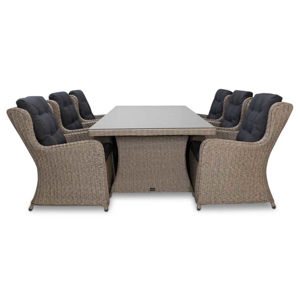 Pisa dining tuinset 7-delig | wicker | Natural Grey | 230cm