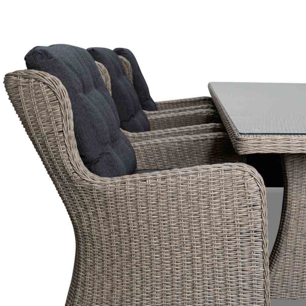 Pisa dining tuinset 7-delig | wicker | Natural Grey | 230cm