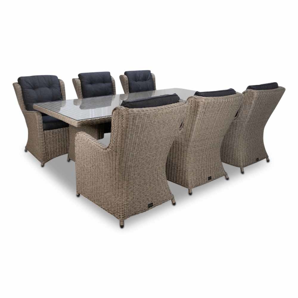 Pisa dining tuintafel | aluminium + wicker | Natural Grey | 230x110cm