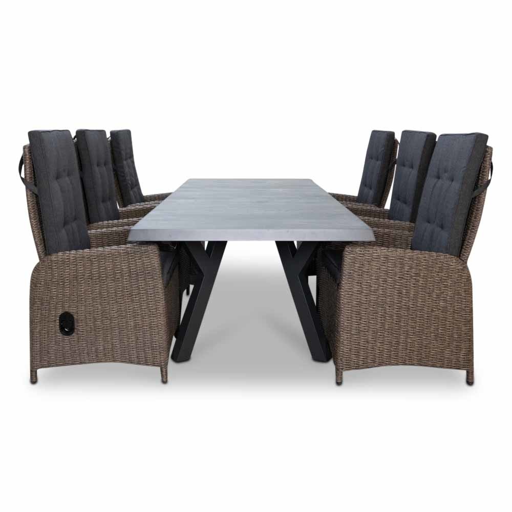 Castilla Negro/Nantes Blended Brown dining tuinset 7-delig | verstelbaar | 247cm