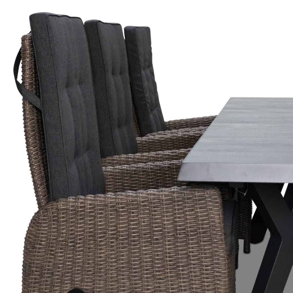 Castilla Negro/Nantes Blended Brown dining tuinset 7-delig | verstelbaar | 247cm